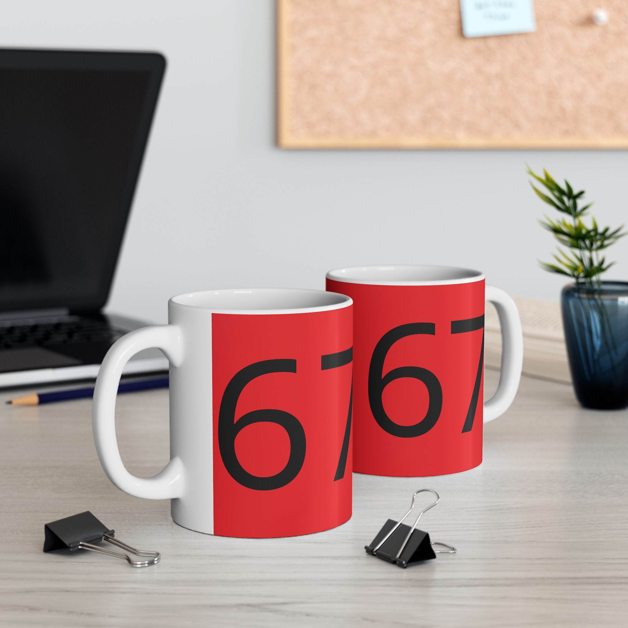 67 Ceramic Mug (Black text)