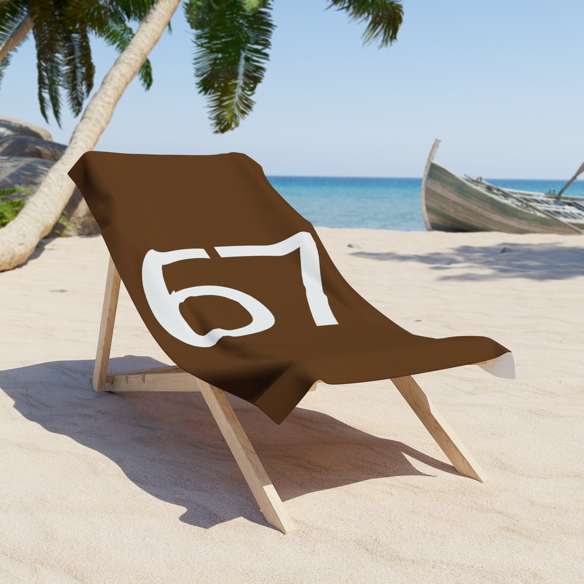 67 Beach Towel (White text)