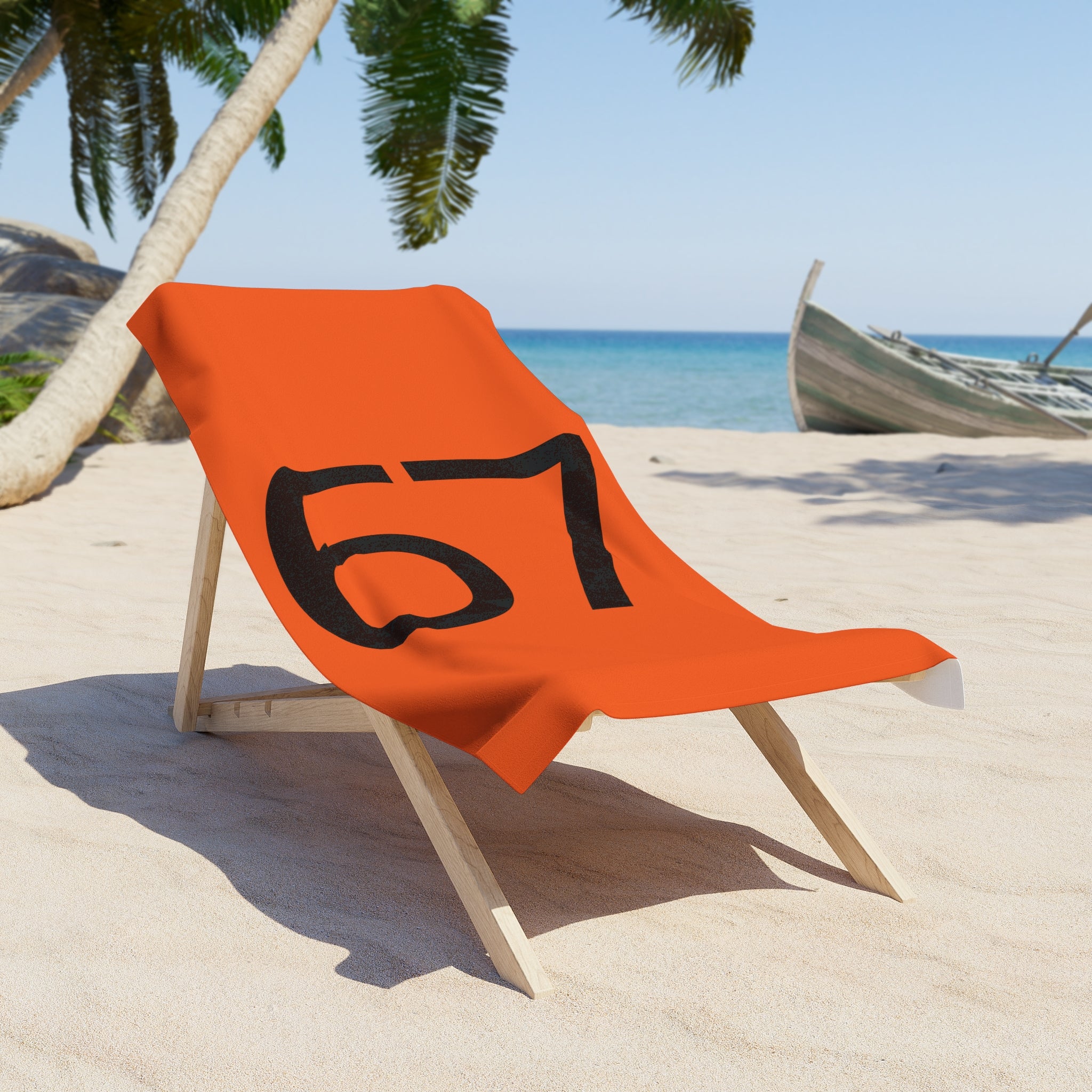 67 Beach Towel (Black text)