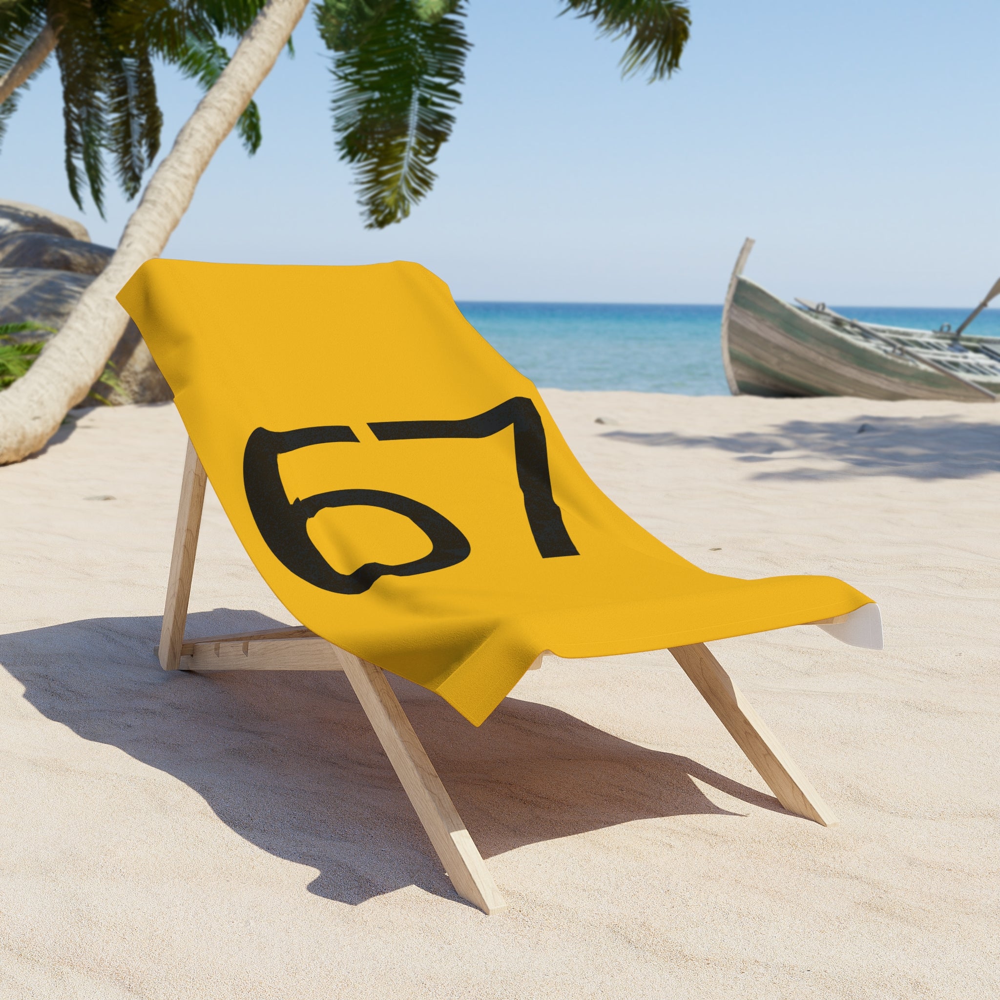 67 Beach Towel (Black text)