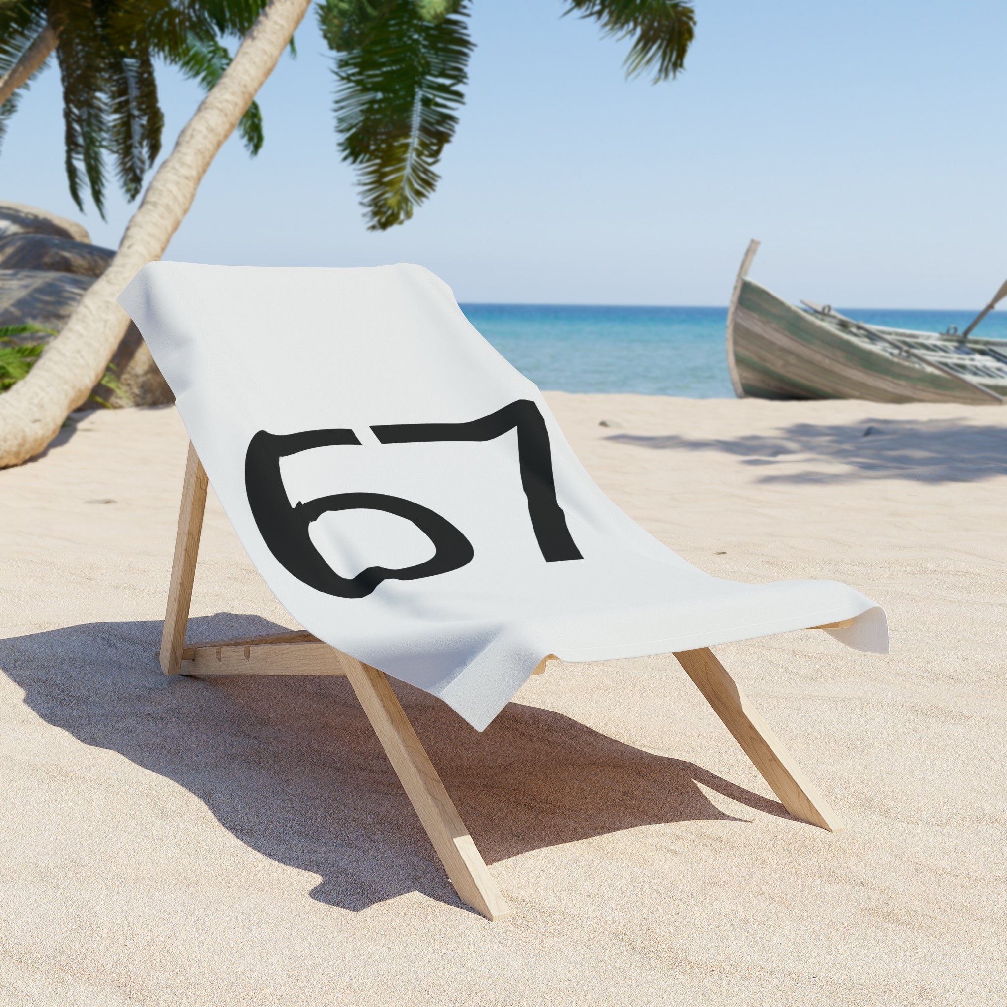 67 Beach Towel (Black text)