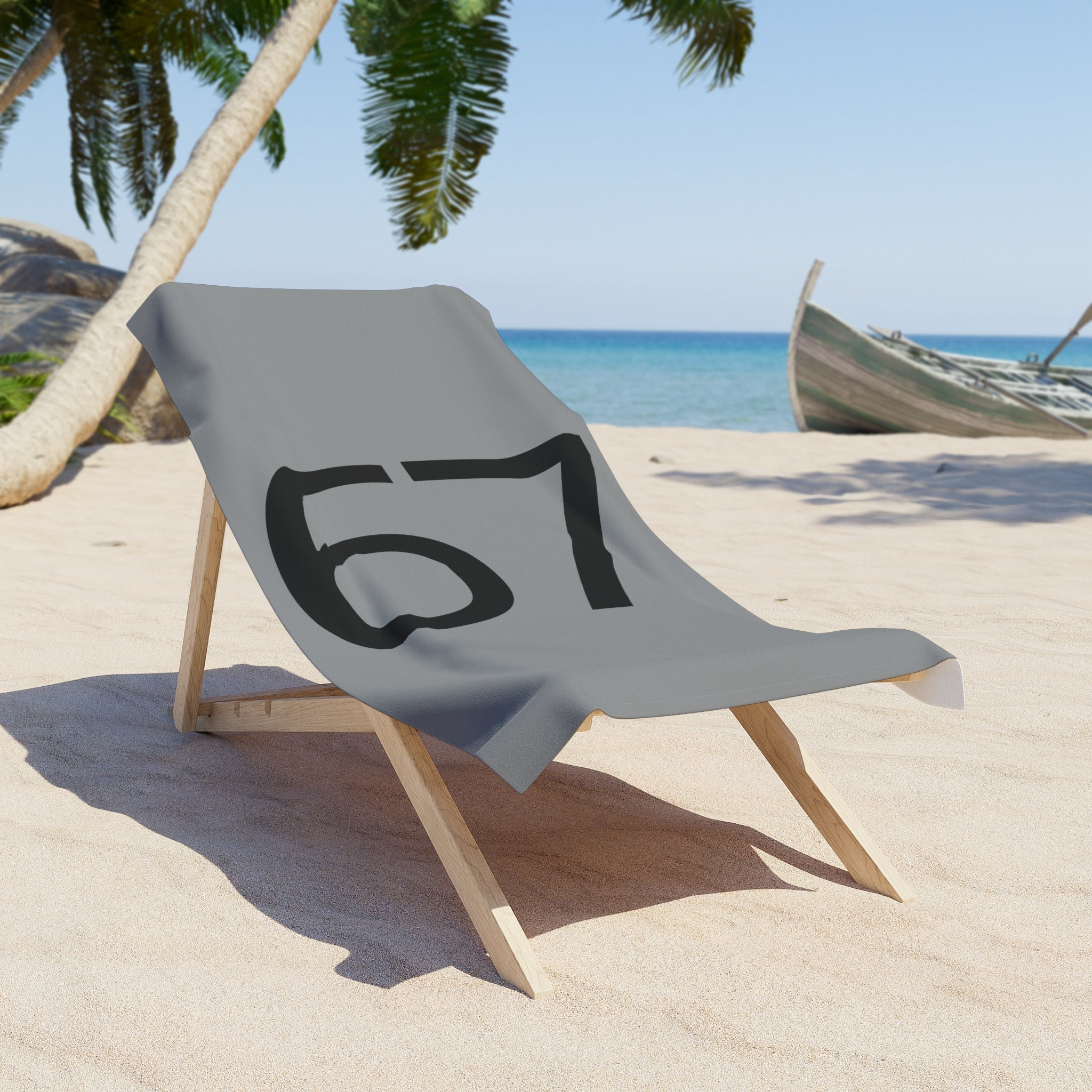 67 Beach Towel (Black text)