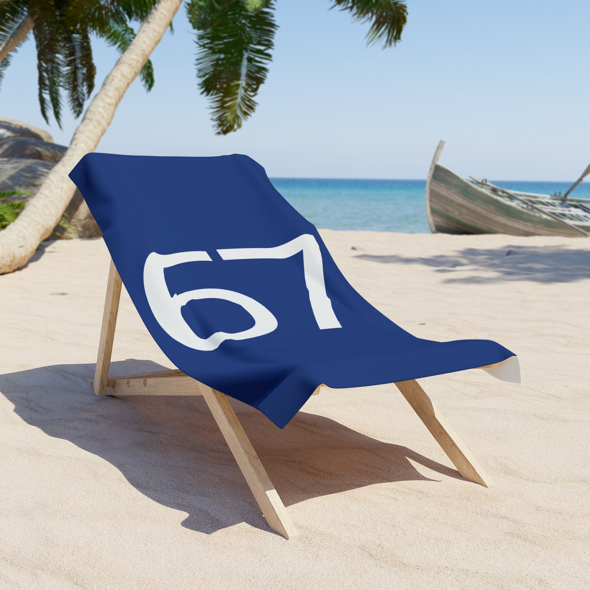 67 Beach Towel (White text)