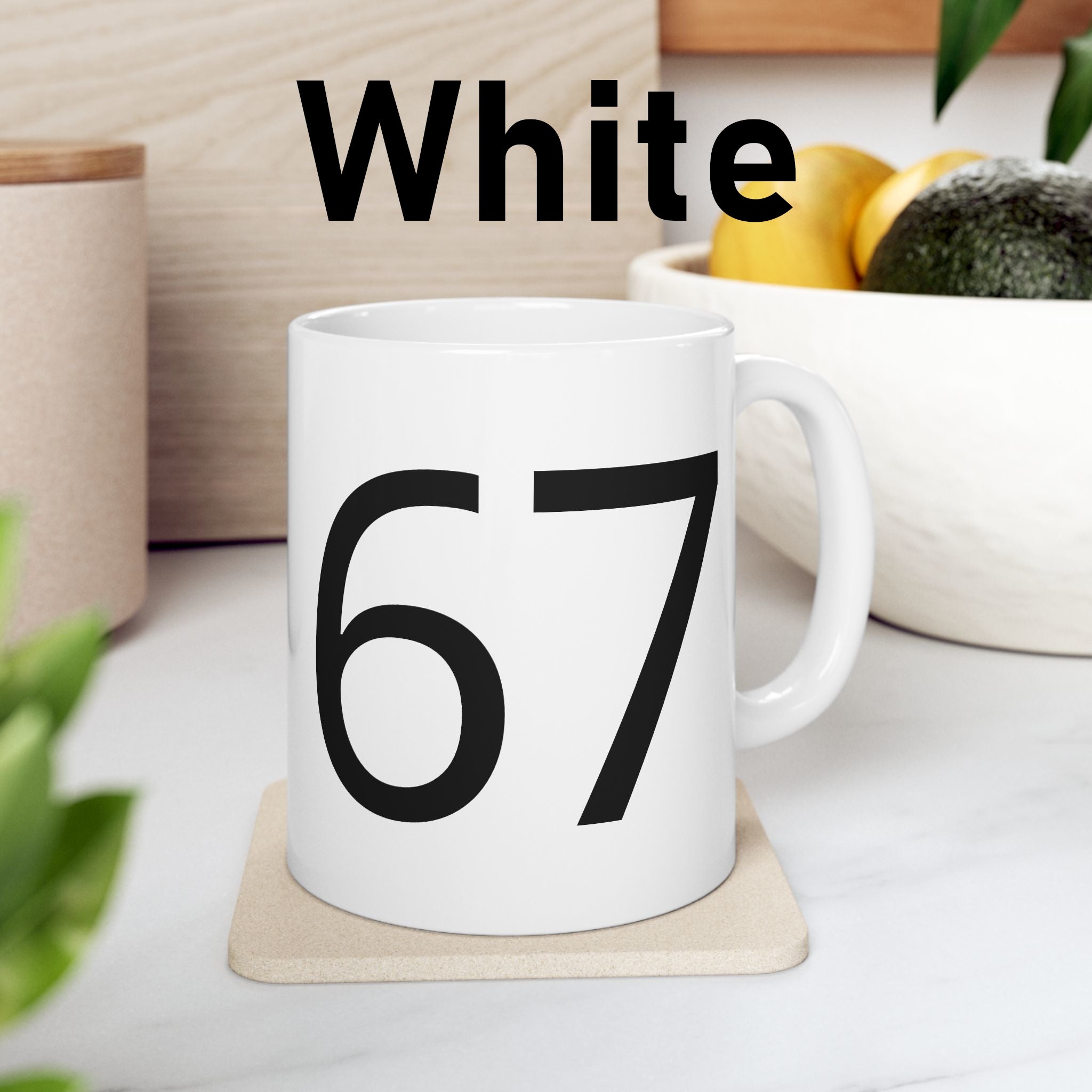 67 Ceramic Mug (Black text)