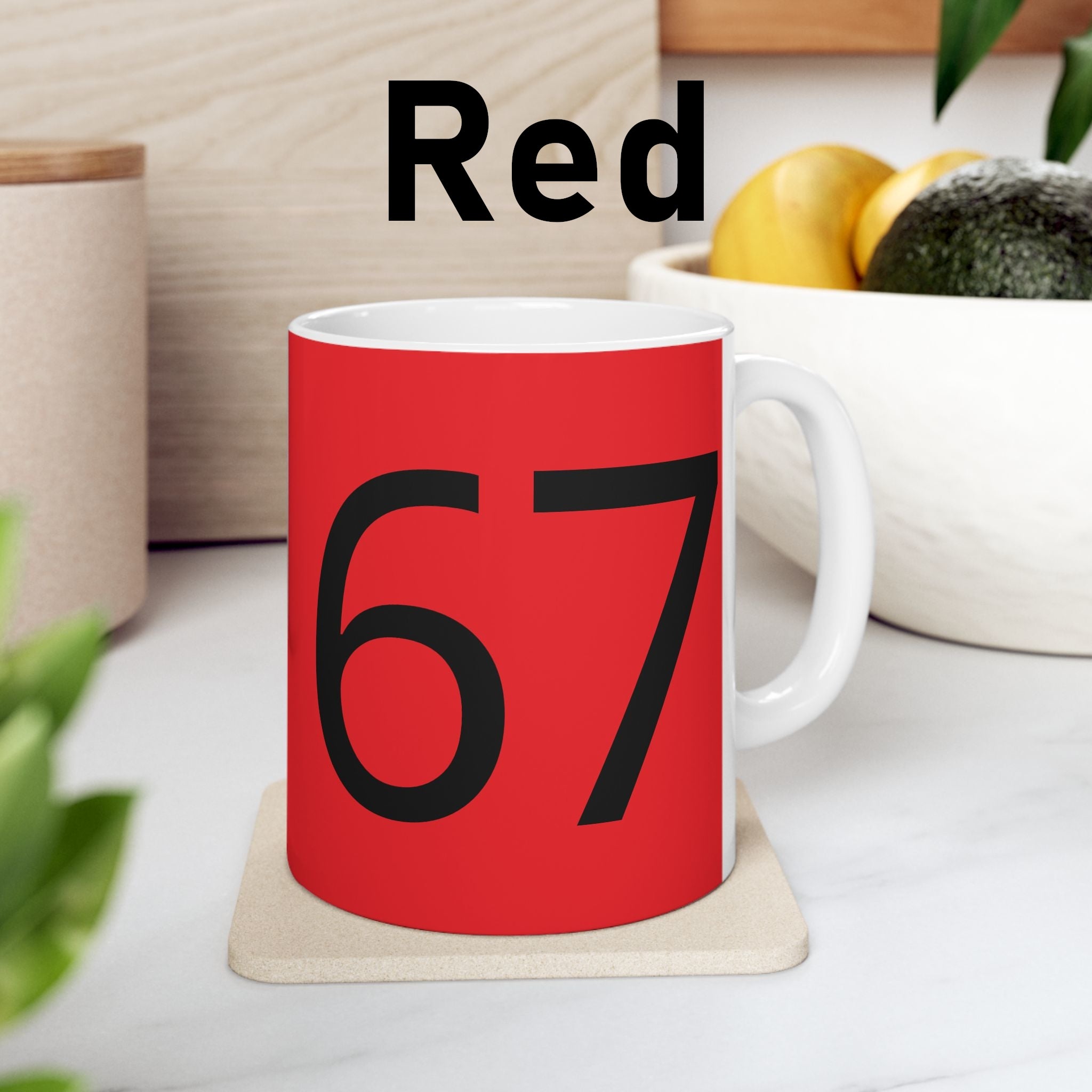 67 Ceramic Mug (Black text)